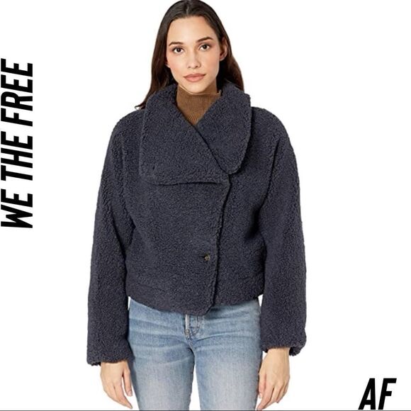 WE THE FREE IZZY TEDDY JACKET MIDNIGHT BLUE LARGE NEW NWT - Picture 4 of 8